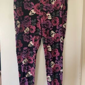 Floral Skull Print Kids Leggings